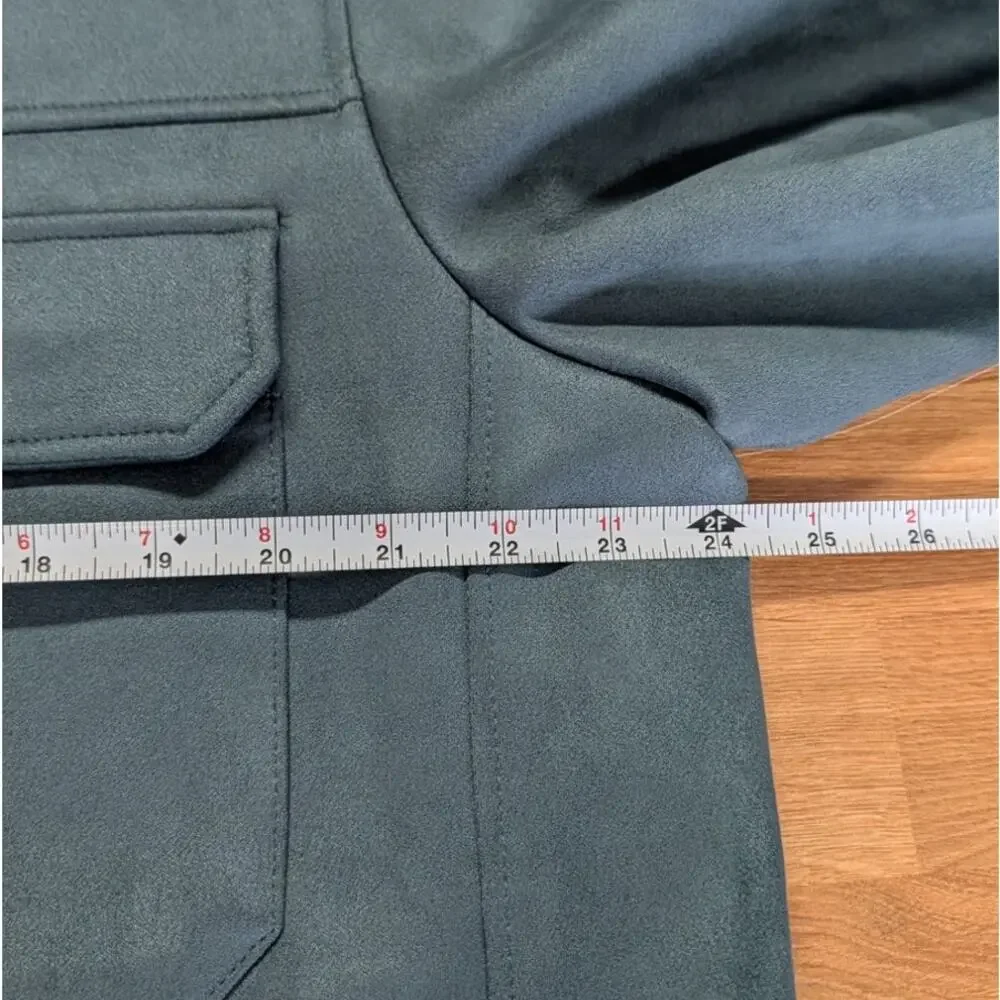Zara Faux Suede Overshirt Jacket in Turquoise 3046/506 Mens XL Button Front